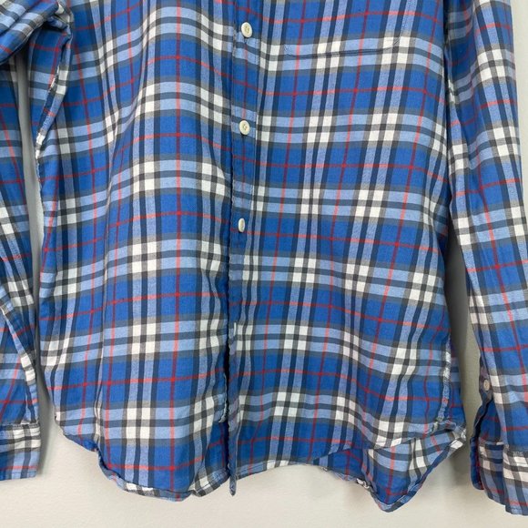 American Eagle Shirt Large Blue Plaid Casual Button-Front Long Sleeve Men's - Picture 3 of 13